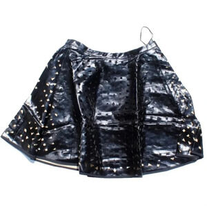 New English Rose Black Gothic Rocker Faux Leather Mini Skirt Small NWT
